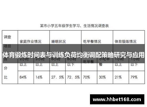 体育锻炼时间表与训练负荷均衡调配策略研究与应用
